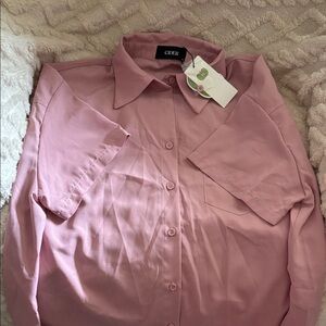 NWT Cider Mauve Button-Up Blouse